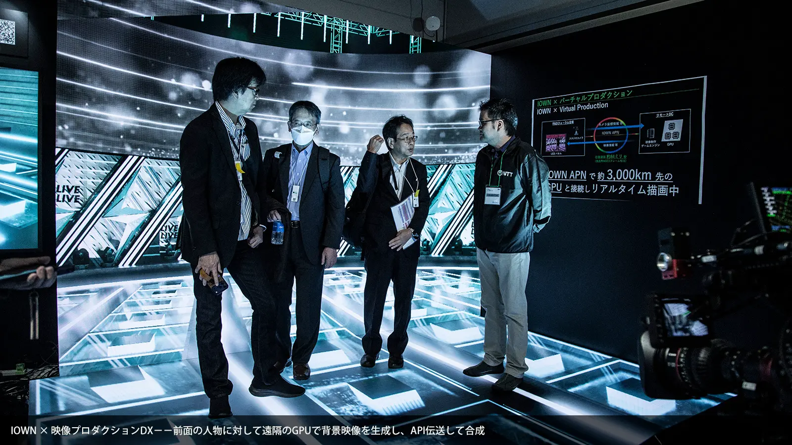 IOWN × 映像プロダクションDX−−前面の人物に対して遠隔のGPUで背景映像を生成し、API伝送して合成